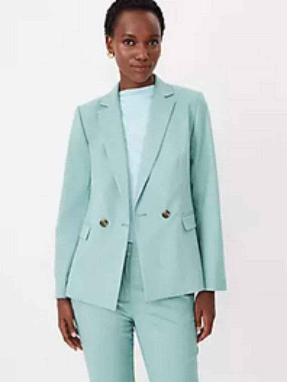 Ann Taylor Double-Breasted Blazer in Soft Aqua/Turquoise 12P